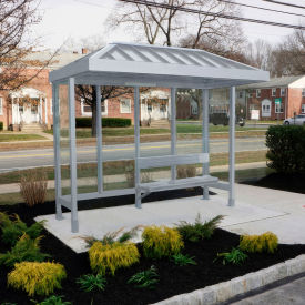 Smoking Shelter 4-1VR-CA 3-Sided Open Front 10'L x 2'8"W Vented Standing Seam Roof Clear