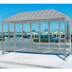 Smoking Shelter 6-2VR-CA 3-Sided Open Front 15'L x 5'W Vented Standing Seam Roof Clear