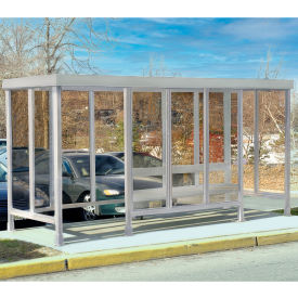 Smoking Shelter 6-2WSF-CA 4-Sided W/L & R Open Front 15'L x 5'W Flat Roof Clear