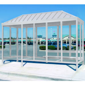Smoking Shelter 6-2WSVR-CA 4-Sided L & R Open Front 15'L x 5'W Vented Standing Seam Roof Clear