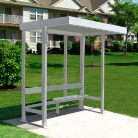 Smoking Shelter 3-1F-CA 3-Sided W/Open Front 7'6"L x 2'8"W Flat Roof Clear