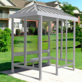 Smoking Shelter S3-2VR-CA 4-Sided Left Open Front 7'6L x 5'W Vented Standing Seam Roof Clear