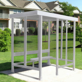 Smoking Shelter S3-2F-CA 4-Sided W/Left Open Front 7'6L x 5'W Flat Roof Clear
