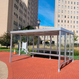 Smoking Shelter 6-3F-CA 3-Sided W/Open Front 15'L x 7'6"W Flat Roof Clear
