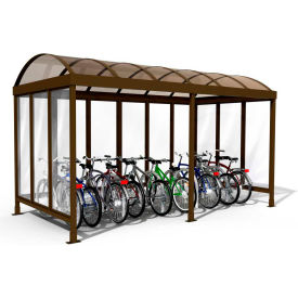 Handi-Hut Inc Transit-7-10-B Transit Bike Shelter 7-10 148"L x 75"W - 10 Bike Capacity - Barrel Roof image.
