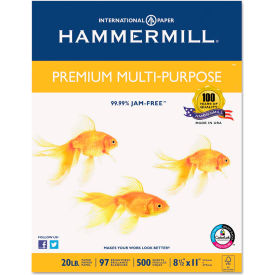 Hammermill 106310 Multipurpose Paper - Hammermill Premium HAM106310 - White - 8-1/2 x 11 - 5000 Sheets/Carton image.