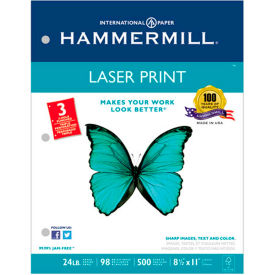 Laser Copy Paper 3 Hole Punched - Hammermill 107681 - White - 8-1/2"" x 11"" - 24 lb. - 500 Sheets