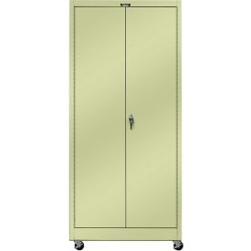 Hallowell 415S24M-PT Hallowell 415S24M-PT 400 Series Solid Door Mobile Storage Cabinet, 36x24x72, Parchment, Unassembled image.