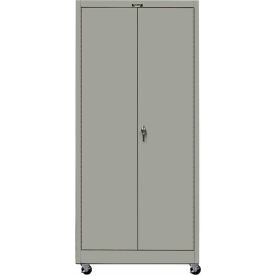 Hallowell 415S24MA-HG Hallowell 415S24MA-HG 400 Series Solid Door Mobile Storage Cabinet, 36x24x72, Gray, Assembled image.