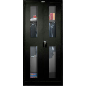 Hallowell 435W18SVA-ME Hallowell 435W18SVA-ME 400 Series Safety-View Door Wardrobe Cabinet, 36x18x72,  Ebony, Assembled image.