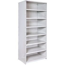Hallowell 4523-18PL-AM Hallowell Medsafe 8 Shelf, Antimicrobial Closed Steel Shelving Unit, Starter, 36"W x 18"D x 87"H image.