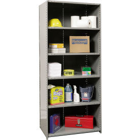 Hallowell 5521-12HG Hallowell Hi-Tech Closed Shelving, 6 Shelves, Starter Unit, 800 lb. Cap., 36"W x 12"D x 87"H, Gray image.