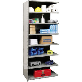 Hallowell A4523-12HG Hallowell Hi-Tech Closed Style Metal Shelving, 8 Shelves, 500 lb. Cap, 36"W x 12"D x 87"H, Dark Gray image.