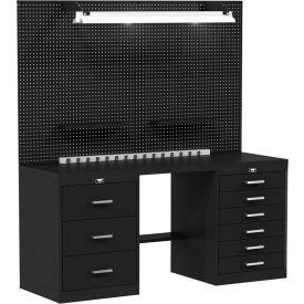 Hallowell® Fort Knox Basic Modular Workbench System w/ 9 Drawers 60"W x 24"D Steel Top 