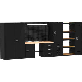 Hallowell® Fort Knox Complete Modular Workbench System 168"W x 24"D Wood Top 