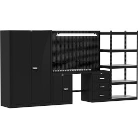 Hallowell® Fort Knox Mixed Storage Modular Workbench System 168"W x 24"D Steel Top 