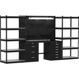 Hallowell® Fort Knox Open Storage Modular Workbench System 132"W x 24"D Steel Top 
