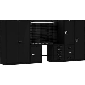 Hallowell® Fort Knox Secure Storage Modular Workbench System 132"W x 24"D Steel Top 