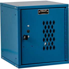 Hallowell HC121212-1DP-MB Hallowell® Cubix Modular Locker, Perforated Door, Padlock, 11-5/16x12x12-11/16,Blue,Unassembled image.
