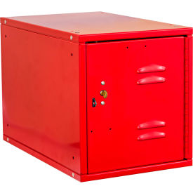 Hallowell HC121812-1LV-K-RR Hallowell® Cubix 1-Tier 1 Door Locker w/Built-In Key Lock, 12"W x 18"D x 12"H, Red, Unassembled image.