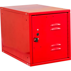 Hallowell HC121812-1LV-RR Hallowell® Cubix 1-Tier 1 Door Locker w/ Finger Pull Handle, 12"Wx18"Dx12"H, Red, Unassembled image.