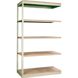 Hallowell SRS361284-5AP Hallowell Rivetwell 5 Shelf, Single Rivet Boltless Shelving, Add On, 36"W x 12"D x 84"H, Tan image.