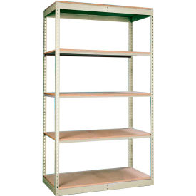 Hallowell SRS361284-5SP Hallowell Rivetwell 5 Shelf, Single Rivet Boltless Shelving, Starter, 36"W x 12"D x 84"H, Tan image.