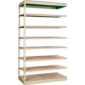 Hallowell SRS361284-8AP Hallowell Rivetwell 8 Shelf, Single Rivet Boltless Shelving, Add On, 36"W x 12"D x 84"H, Tan image.