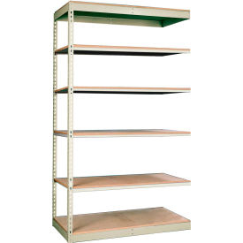 Hallowell SRS361884-6AP Hallowell Rivetwell 6 Shelf, Single Rivet Boltless Shelving, Add On, 36"W x 18"D x 84"H, Tan image.