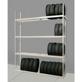 Hallowell TSS6021120-4S Rivetwell Single Row Tire Storage Shelving 60"W x 21"D x 120"H 4 Levels Starter Tan image.