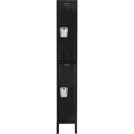 Hallowell U1228-2A-ME Hallowell® 2-Tier 2 Door Premium Locker, 12"W x 12"D x 78"H, Black, Assembled image.