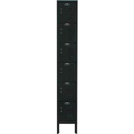 Hallowell U1228-6A-ME Hallowell® 6-Tier 6 Door Premium Locker, 12"W x 12"D x 78"H, Black, Assembled image.