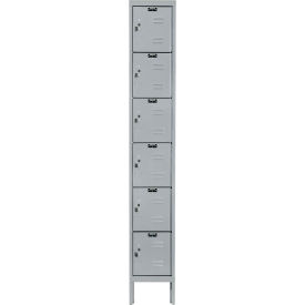 Hallowell U1228-6PL Hallowell® 6-Tier 6 Door Premium Locker, 12"W x 12"D x 78"H, Light Gray, Unassembled image.