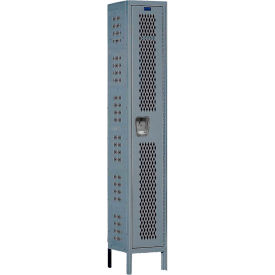 Hallowell U1258-1HDV-HG Hallowell® 1-Tier 1 Door Heavy Duty Ventilated Locker, 12"W x 15"D x 78"H, Gray, Unassembled image.