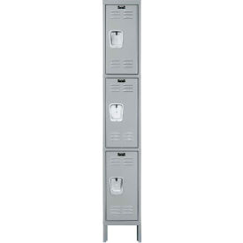 Hallowell U1258-3PL Hallowell® 3-Tier 3 Door Premium Locker, 12"W x 15"D x 78"H, Light Gray, Unassembled image.
