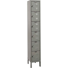 Hallowell U1258-6A-HG Hallowell® 6-Tier 6 Door Premium Locker, 12"W x 15"D x 78"H, Dark Gray, Assembled image.