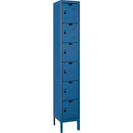 Hallowell U1258-6A-MB Hallowell® 6-Tier 6 Door Premium Locker, 12"W x 15"D x 78"H, Blue, Assembled image.