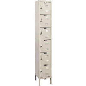 Hallowell U1258-6A-PT Hallowell® 6-Tier 6 Door Premium Locker, 12"W x 15"D x 78"H, Tan, Assembled image.