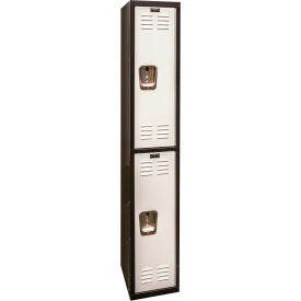 Hallowell U1282-2A-MP Hallowell® 2-Tier 2 Door Tie Locker, 12"W x 18"D x 72"H, Black/Gray, Assembled image.