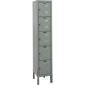 Hallowell U1286-5A-HG Hallowell® 5-Tier 5 Door Premium Locker, 12"W x 18"D x 66"H, Dark Gray, Assembled image.