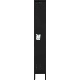 Hallowell U1288-1A-ME Hallowell® 1-Tier 1 Door Premium Locker, 12"W x 18"D x 78"H, Black, Assembled image.