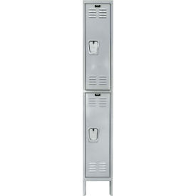 Hallowell U1288-2PL Hallowell® 2-Tier 3 Door Premium Locker, 12"W x 18"D x 78"H, Light Gray, Unassembled image.