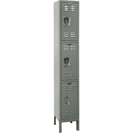 Premium Locker, 3-Tier, 12"W x 18"D x 78"H, 725 Dark Gray, Assembled view 2
