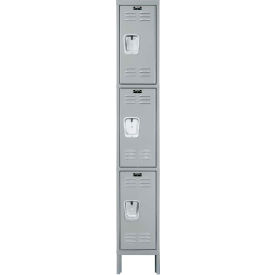 Hallowell U1288-3A-PL Hallowell® 3-Tier 3 Door Premium Locker, 12"W x 18"D x 78"H, Light Gray, Assembled image.