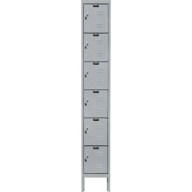 Hallowell U1288-6A-PL Hallowell® 6-Tier 6 Door Premium Locker, 12"W x 18"D x 78"H, Light Gray, Assembled image.