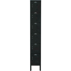 Hallowell U1288-6ME Hallowell® 6-Tier 6 Door Premium Locker, 12"W x 18"D x 78"H, Black, Unassembled image.