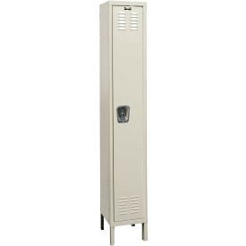 Hallowell U1518-1A-PT Hallowell® 1-Tier 1 Door Premium Locker, 15"W x 21"D x 78"H, Tan, Assembled image.