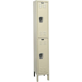 Hallowell U1518-2A-PT Hallowell® 2-Tier 2 Door Premium Locker, 15"W x 21"D x 78"H, Tan, Assembled image.