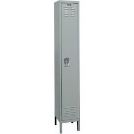 Hallowell U1548-1A-HG Hallowell® 1-Tier 1 Door Premium Locker, 15"W x 24"D x 78"H, Dark Gray, Assembled image.