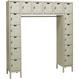 Hallowell U1788-16A-PT Hallowell® 16 Person Premium Locker, 72"W x 18"D x 78"H, Tan, Assembled image.